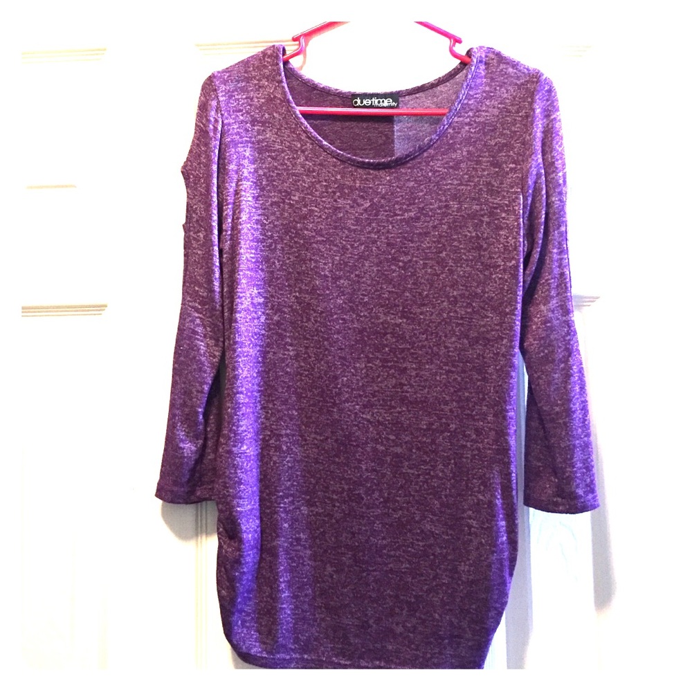 Purple slit sleeve maternity shirt